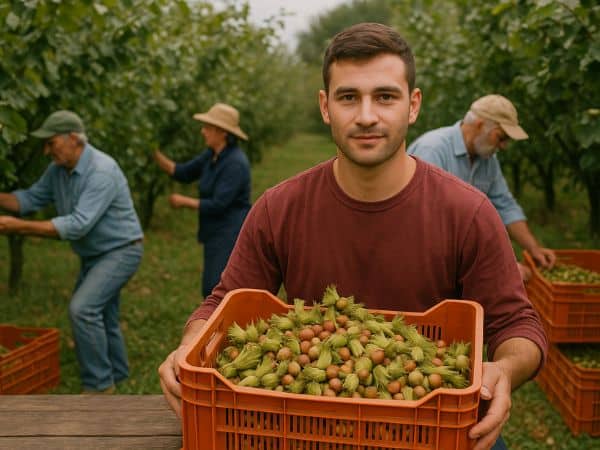 lavoratore albanese assunto durante raccolta nocciole