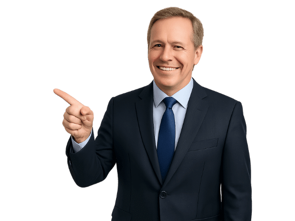 consulente del lavoro che indica qualcosa