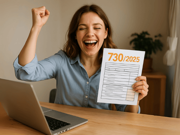 ragazza felice di aver fatto 730 da sola