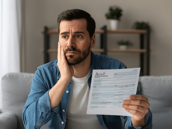 Uomo dubbioso con f24 in mano